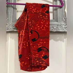 LuLaRoe OS One Size Red & Black Music Headphones Leggings